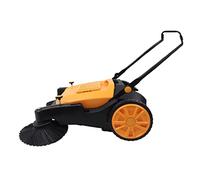 OUKANING Balayeuse manuelle de 105 cm de large, avec 5 réglages et réservoir de 55 l, balayeuse pour feuilles et saletés grossières sur cour, terrasse, asphalte