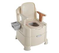 OUKANING Chaise percée portable avec capteur de lumière, capacité de 440 kg, toilette mobile avec accoudoirs, siphon anti-odeurs, pieds antidérapants et sac poubelle, pour personnes âgées, femmes