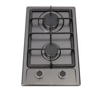 OUKANING Cuisinière à gaz portable, 2 brûleurs, en acier inoxydable, avec bouton de sécurité, LPG/NG, pour camping-car, cuisine extérieure, avec support de casserole
