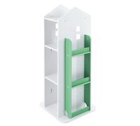 OUKANING Étagère à livres rotative à 4 niveaux, design château, pour chambre d'enfant, avec plaques à chocs pratiques, plastique PVC, bois PVC, charge maximale : 100 kg, 41 x 41 x 95 cm, verte