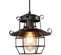 OUKANING Lampe Suspension Vintage Noire Lustre Plafonnier E27 Eclairage de Plafond Cage Lustre Suspensions Lumière en Métal pour Salle à Manger Salon Café Industriel Loft