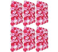 OUKANING Mur de fleurs artificielles en soie et maille plastique, 60 x 40 cm par panneau, décoration florale 3D pour clôture de jardin, balcon, brise-vue avec intimité (type A : 6 pièces)