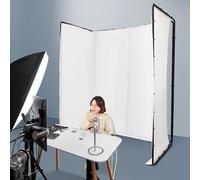 OUKANING Support de fond pliable 4 x 2,4 m avec écran vert pour studio | Avec cadre en métal robuste permettant des prises de vue sans angle mort, résultats professionnels pour studio/streaming