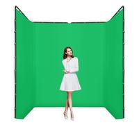 OUKANING Support de fond pliable 4 x 2,4 m avec écran vert pour studio | Avec cadre en métal robuste permettant des prises de vue sans angle mort, résultats professionnels pour studio/streaming