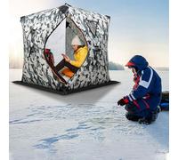 OUKANING Tente de pêche sur glace isolée pour 1 à 2 personnes, avec | Tente de pêche d'hiver Oxford 210D. Coupe-vent, résistant aux intempéries, avec ancrages à glace. Pliable et compact dans un