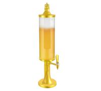 OUKANING Tour à bière 3 l avec éclairage LED et colonne de glace, distributeur de boissons, doré, pour fête, bière et boissons rafraîchissantes, distributeur de bière transparent avec 7 LED à