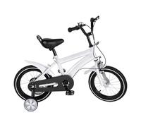 OUKANING Vélo avec roues stabilisatrices 14 pouces, vélo léger pour enfant de 100 à 115 cm, capacité de charge 50 kg, frein avant et arrière combinés, acier au carbone (blanc)