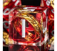 OUKELANWO Magic Lord Rings - Lot de 7 dés DND avec boîte, dés LOTR D&D pour jeu de rôle, dés polyédriques rouges en résine à bords tranchants, D20, D12, D10, D8, D6, D4