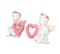 OUKENS Lot de 2 Petits Anges avec Couronne, 10cm Figurine d'ange à Collectionner Love, Adorable Statue commémorative de Sculpture d'ange, Ange Gardien Ange décoratif pour intérieure et extérieure