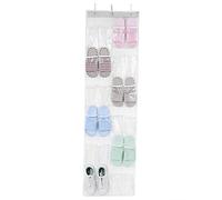 OUKENS Organisateur de Chaussures Suspendu, 24 Poches Organisateur de Sac à Chaussures Transparent Stand Mesh Tissu avec 3 Crochets, Range-chaussures à suspendre sur la porte Étagère Suspendue