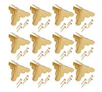 OUKENS Protecteur d'angle 12 Pièces, Protection d'angle Dorée, Boîte en Bois, Coffret Cadeau, Protecteurs Décoratifs d'angle, Protection De Bord en Fer (Argent)(Doré)