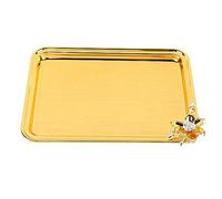 OUKENS Table Serving plateau de style européen léger Luxury Decorative Rectangular Food Service Tray avec décor floral pour salon KTV Hotel Gold (L)