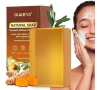OUKEYA 115g Kojic Acid Soap, Savon Curcuma Naturel avec Huile d'Avocat, Huile d'Olive, VC, Hyaluronate de Sodium, Rétinol, Éclaircissant, Antibactérien, Anti-Âge, Anti-Acné, Soap Bars