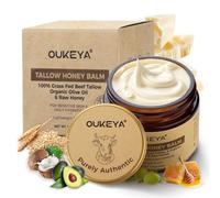 OUKEYA Beef Tallow Cream Nutrition Profonde, avec Suif de Boeuf, Huile de Noix de Coco, Huile d'Olive, Huile d'Avocat, Miel, Huile de Calendula, pour Visage & Corps (Version Rafraîchissante, 50g)