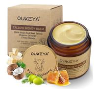 OUKEYA Beef Tallow Cream Nutrition Profonde, avec Suif de Boeuf, Huile de Noix de Coco, Huile d'Olive, Huile d'Avocat, Miel, Huile de Calendula, pour Visage & Corps (Version Hydratation Intense, 110g)