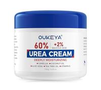 OUKEYA Crema Urea 60% + Acido Salicilico 2% con Vitamina E, Trattamento Intensivo Italiano per Piedi, Gomiti e Mani Screpolati, Rimuove Calli e Pelli Secche, Azione Antiossidante, Non Unguenta, 150g