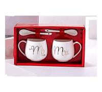 OUKEYI 355 ml - Ensemble de tasses à café en céramique pour couple - Cadeaux drôles pour lui et elle - Double bol en céramique à thé, boisson à la maison, au bureau, cadeau de Saint-Valentin