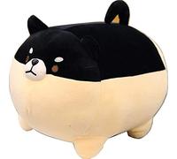 OUKEYI Animal en peluche Shiba Inu Anime Corgi Kawaii Oreiller en peluche douce - Cadeau pour fille et garçon (40,6 cm, noir)
