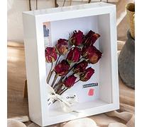 OUKEYI Cadre en bois avec porte en verre Blanc 20,3 x 25,4 cm