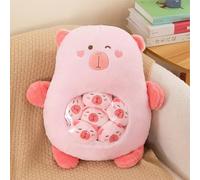 OUKEYI Capybara Peluche avec 6 animaux en peluche Capybara mignons pour bébés, un sac de coussin Capybara en forme d'animal super doux pour enfants, cadeau de Noël, d'anniversaire (rose)