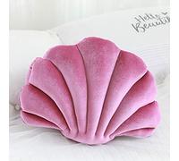 OUKEYI Coussin décoratif en forme de coquillage pour canapé, lit, chaise, maison, salon, chambre à coucher, bureau, coussin de sol (33 x 25,4 cm) (bordeaux)