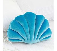 OUKEYI Coussin décoratif en Forme de Coquillage pour canapé, lit, Chaise, Salon, Chambre à Coucher, Bureau, Coussin de Sol (33 x 25,4 cm) (Bleu Roi)
