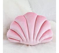 OUKEYI Coussin décoratif en forme de coquillage pour canapé, lit, chaise, salon, chambre à coucher, bureau, coussin de sol (33 x 25,4 cm) (rose)