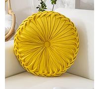 OUKEYI Coussin rond en velours de couleur pure 35 cm - Motif citrouille - Convient pour la décoration de la maison, du lit, de la voiture