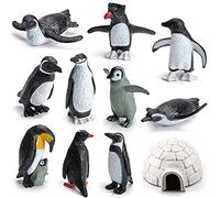 OUKEYI Lot de 11 mini animaux arctiques réalistes de pingouin, jeu d'aventure, jouets éducatifs précoces, décoration de gâteau, fournitures de fête de Noël et d'anniversaire