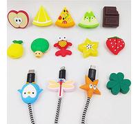 OUKEYI Lot de 14 protecteurs de câble en forme de fruits mignons pour chargeur, protection de chargeur d'animaux, protection de cordon USB, économiseur de câbles, accessoire de téléphone