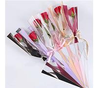 OUKEYI Lot de 150 sacs d'emballage en forme de rose - 6 couleurs - Pour bouquet de fleuriste - Papier d'emballage floral imperméable - 45 x 12 x 4 cm