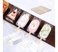 OUKEYI Lot de 25 boîtes transparentes en PET pour glaces à glace, 9,4 x 5,6 x 3,8 cm, pour mariages, fêtes d'anniversaire (25 + 50 pièces)