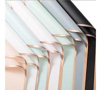 OUKEYI Lot de 35 feuilles de papier d'emballage floral translucide et imperméable à bord doré pour emballage cadeau, bouquet givré pour la fête des mères, l'obtention d'un diplôme, un mariage, des