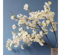 OUKEYI Lot de 4 Branches de Cerisier artificielles de 106,7 cm, Fleurs de Prunier artificielles en Soie pour décoration de Maison, de Mariage, de Table, de Vase (Blanc)