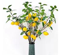 OUKEYI Lot de 6 branches de citrons artificielles de 55 cm, magnifiques branches de citron jaunes pour la maison, les vacances, la ferme, le centre de table et la décoration de Noël