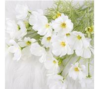 OUKEYI Lot de 6 Fleurs artificielles en Soie Cosmos pour Arrangements Floraux de Mariage, décorations de Bouquets de Mariage, 60 cm, Fleurs artificielles en Soie résistantes aux UV (Blanc)