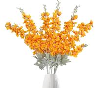 OUKEYI Lot de 6 Fleurs artificielles en Soie Delphinium de 85,1 cm - Fleurs artificielles à Tige Longue pour Grand Vase, décoration de Maison, de fête de Mariage (Orange)