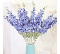 OUKEYI Lot de 6 Fleurs artificielles en Soie Delphinium de 85,1 cm - Fleurs artificielles à Tige Longue pour Grand Vase, décoration de Maison, de fête de Mariage (Bleu Marine)
