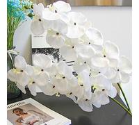 OUKEYI Lot de 6 fleurs de phalaenopsis artificielles blanches, tiges et branches d'orchidée en latex, fleurs au toucher réaliste