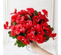 OUKEYI Lot de 8 fleurs artificielles pour extérieur, petites pensées sauvages, fleurs artificielles en plastique pour maison, jardin, parterres de fleurs, plantes d'extérieur (rouge)
