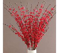 OUKEYI Lot de 8 Fleurs de Jasmin artificielles à Tige de 75 cm de Long pour hôtel, Maison, Bureau, Cuisine, Chambre, fête de Mariage, décoration à Faire soi-même (Rouge)