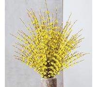 OUKEYI Lot de 8 fleurs de jasmin artificielles de 74,9 cm de long avec branches sèches pour mariage, maison, fête, bureau, fête, bricolage (jaune)