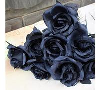 OUKEYI Lot de 8 roses artificielles noires qui ne se décolorent pas, fleurs artificielles en soie à tige unique pour bricolage, maison, bureau, fête, bouquet de mariage, décoration d'Halloween (noir)