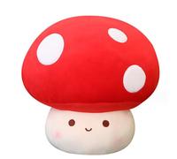 OUKEYI Oreiller en peluche en forme de champignon doux de 30,5 cm - Décoration d'intérieur - Cadeau d'anniversaire (rouge)