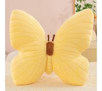 OUKEYI Oreiller en peluche en forme de papillon - 45 x 40 cm - Décoration d'intérieur - Coussin doux pour canapé et lit (jaune)