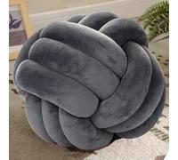 OUKEYI Oreillers ronds en forme de nœud doux de 25 cm, coussin décoratif en peluche pour la maison, la chambre à coucher, le canapé, le lit, le sol (gris foncé)