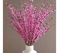OUKEYI OUKEYI-100882 Lot de 8 fleurs de jasmin artificielles de 74,9 cm de long avec branches sèches pour mariage, maison, fête, bureau, fête, bricolage (rose foncé)