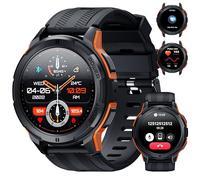 OUKITEL BT10 Montre Connectée Homme avec Appels Bluetooth,1,43" AMOLED Batterie 410mAh, Montre Etanche 5 ATM pour Android iOS avec Moniteur Fréquence Cardiaque, Surveillance Sommeil, Orange