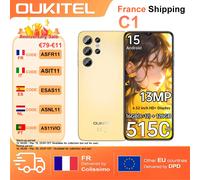 OUKITEL C1 Smartphone 16GB (4 + 12) + 128GB Android 15 téléphone portable 6.52 pouces HD + affichage 5150mAh 13MP + 5MP 4G GPS empreinte digitale 60Hz gold