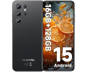 OUKITEL C1 Smartphone Pas Cher Android 15, 16(4+12)Go +128Go(TF 1TB) Telephone Portable Pas Cher, 6.52" HD+ Écran, 5150mAh Telephone, 13MP+5MP Téléphone Gaming, Triple 4G SIM/GPS/Fingerprint/OTG/3.5mm